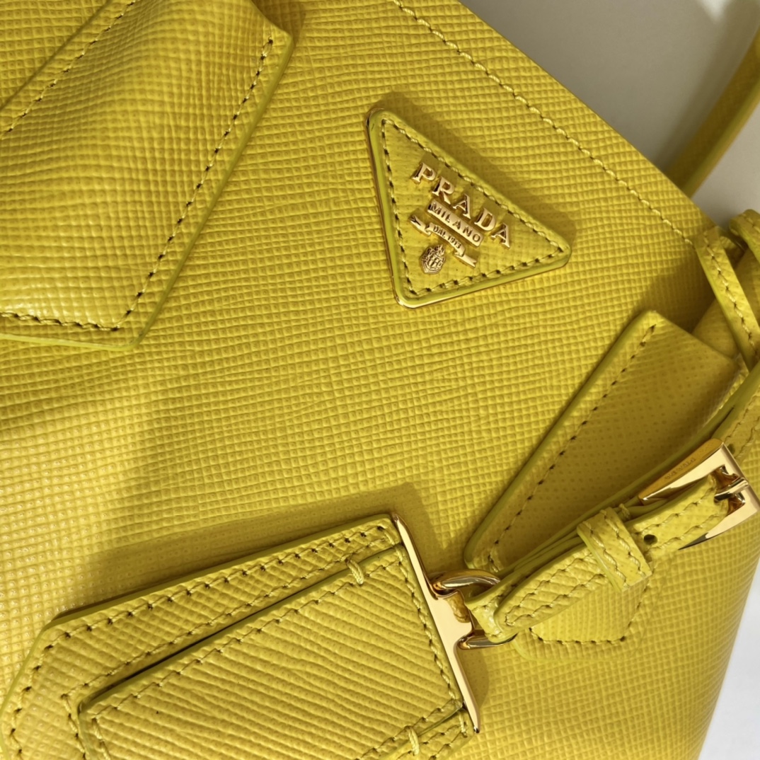 Prada Double Saffiano Leather Mini Bag Shoulder Bag Sunny Yellow 1BG443